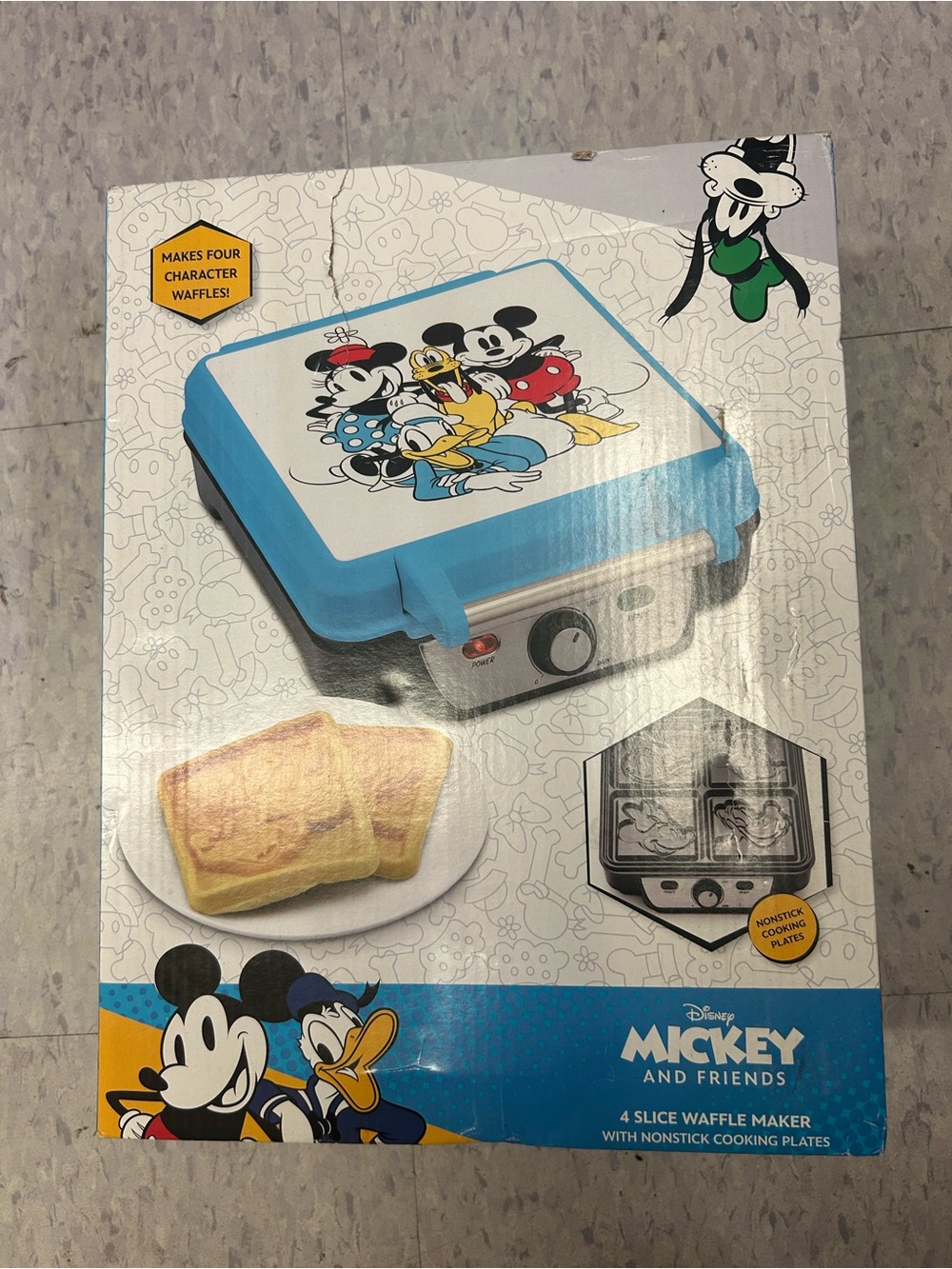 Disney Mickey & Friends 4 slice Waffle Maker with nonstick cooking plates